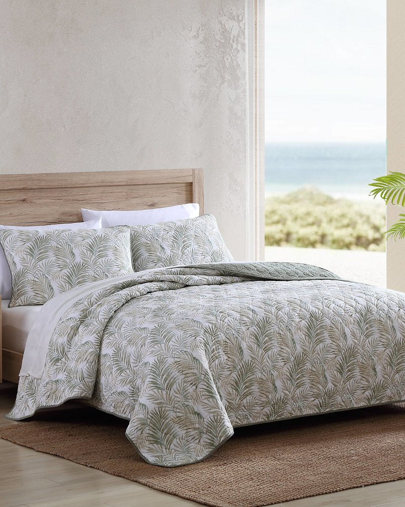 Maui Palm 3-Piece Full/Queen Quilt Set Green | Tommy Bahama Top Pick - Maui Palm 3-Piece Full/Queen Quilt Set