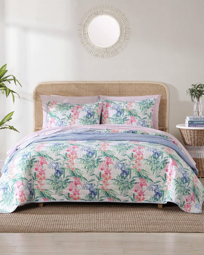Island Orchid Reversible 3-Piece King Quilt Set White | Tommy Bahama Special Offer - Island Orchid Reversible 3-Piece King Quilt Set
