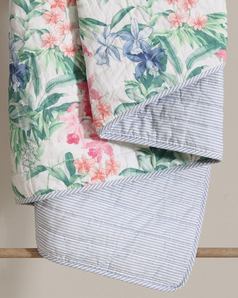 Island Orchid Reversible 3-Piece King Quilt Set White | Tommy Bahama Special Offer - Island Orchid Reversible 3-Piece King Quilt Set