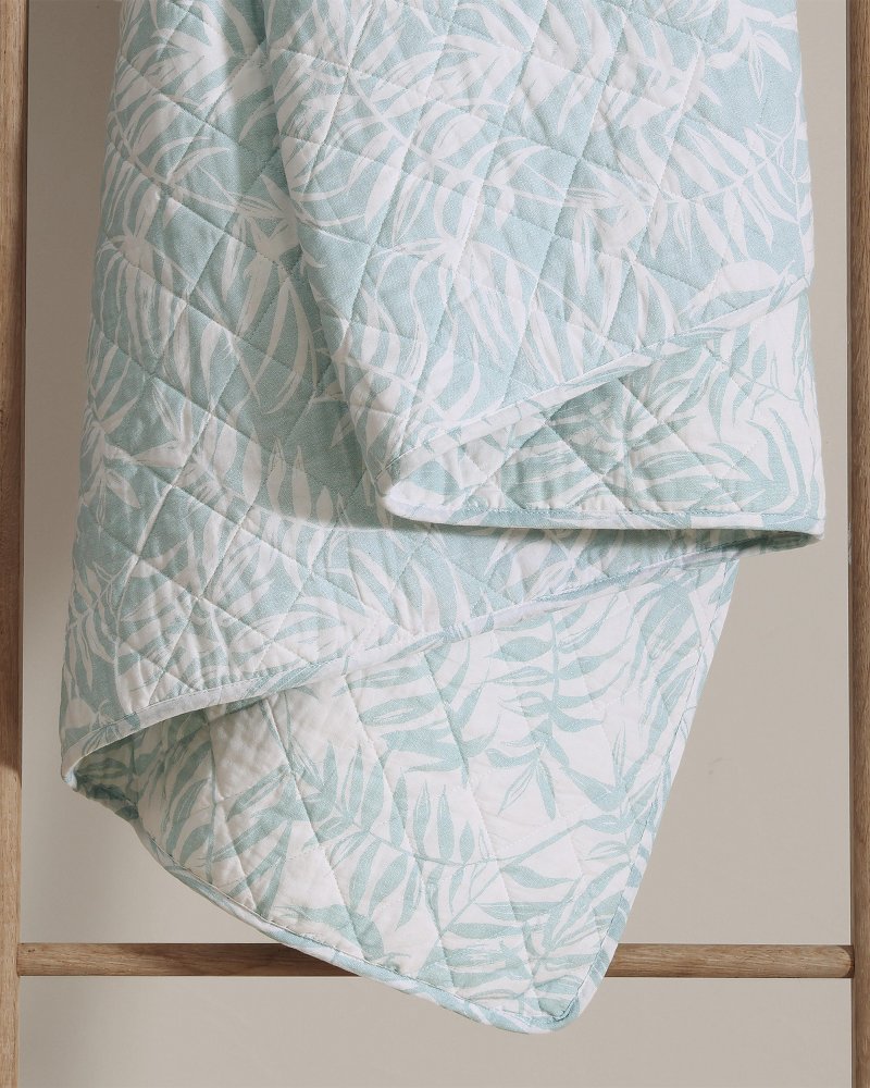 Art of Palms Reversible 3-Piece King Quilt Set Blue | Tommy Bahama Deals - Art of Palms Reversible 3-Piece King Quilt Set