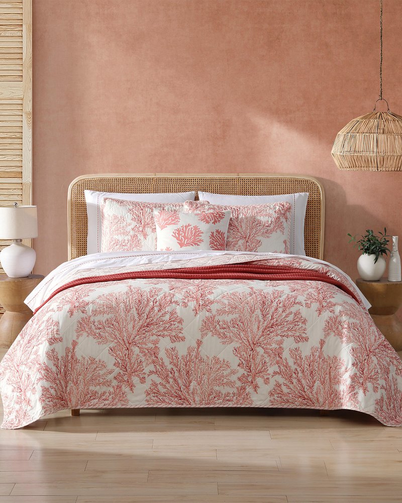 Coral Garden Reversible 2-Piece Twin Quilt Set Orange | Tommy Bahama Everyday - Coral Garden Reversible 2-Piece Twin Quilt Set