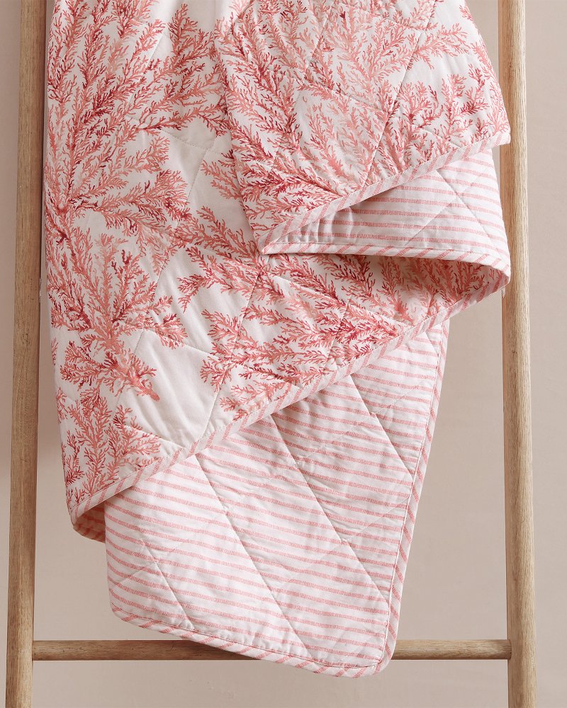 Coral Garden Reversible 3-Piece Full/Queen Quilt Set Orange | Tommy Bahama Quality - Coral Garden Reversible 3-Piece Full/Queen Quilt Set