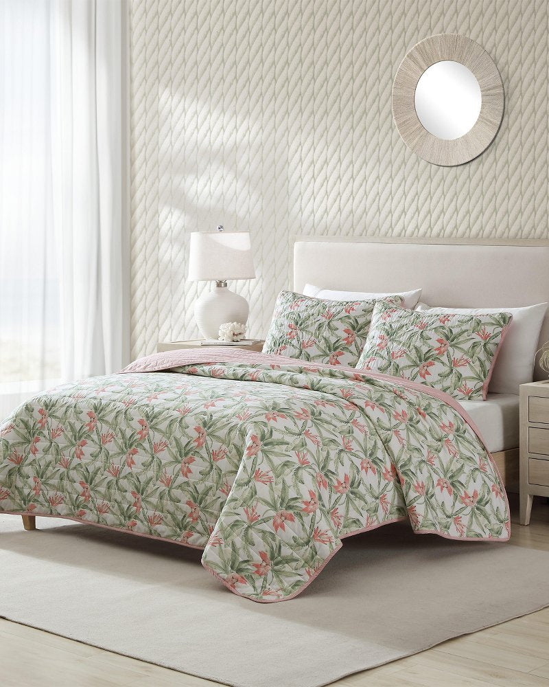 Acapulco Palms Reversible 2-Piece Twin Quilt Set Green | Tommy Bahama Latest - Acapulco Palms Reversible 2-Piece Twin Quilt Set