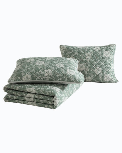 Hibiscus Jungle Reversible 3-Piece King Quilt Set Jungle | Tommy Bahama New - Hibiscus Jungle Reversible 3-Piece King Quilt Set