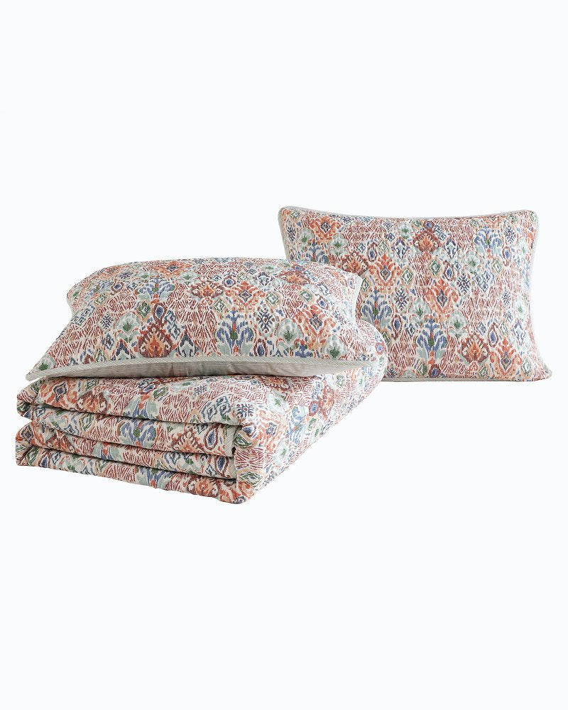 Ikat Tropics Reversible 3-Piece Full/Queen Quilt Set Multicolor | Tommy Bahama Latest - Ikat Tropics Reversible 3-Piece Full/Queen Quilt Set