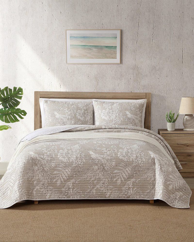Jungle Toile Reversible 3-Piece King Quilt Set Beige | Tommy Bahama Best Price - Jungle Toile Reversible 3-Piece King Quilt Set