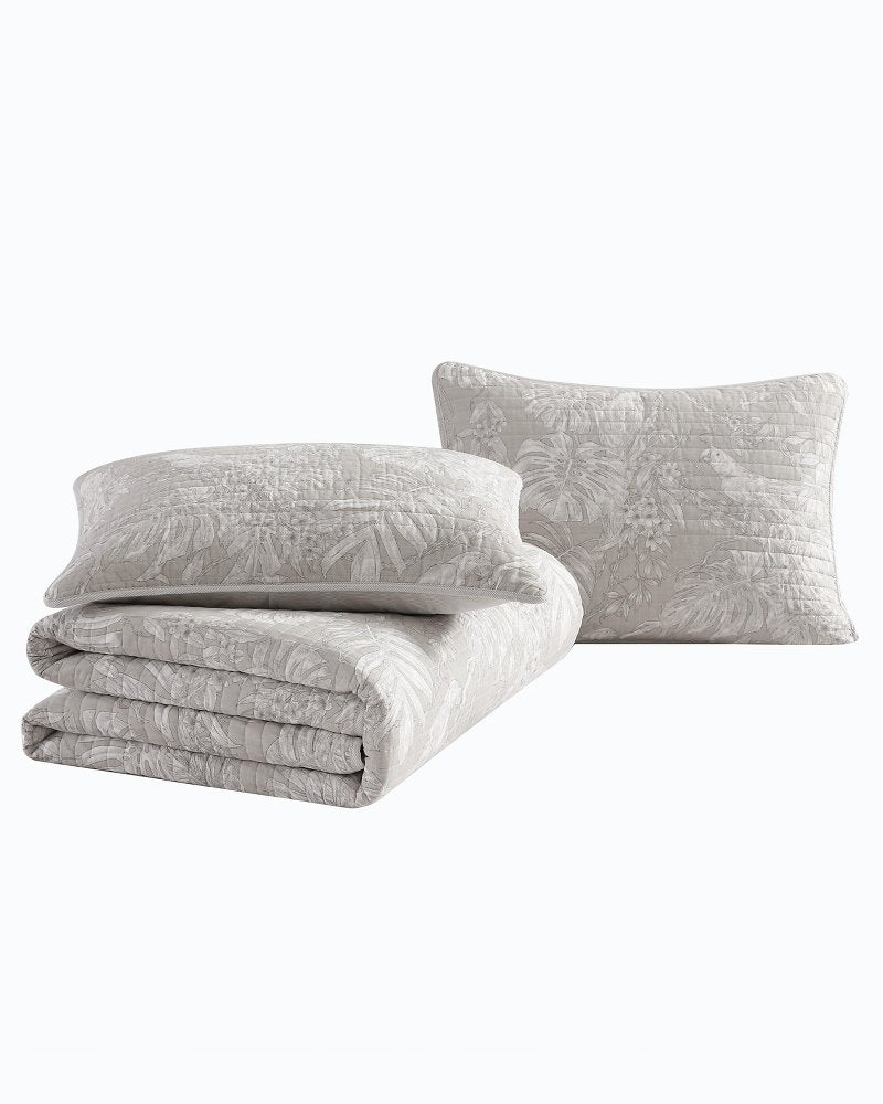 Jungle Toile Reversible 3-Piece King Quilt Set Beige | Tommy Bahama Best Price - Jungle Toile Reversible 3-Piece King Quilt Set