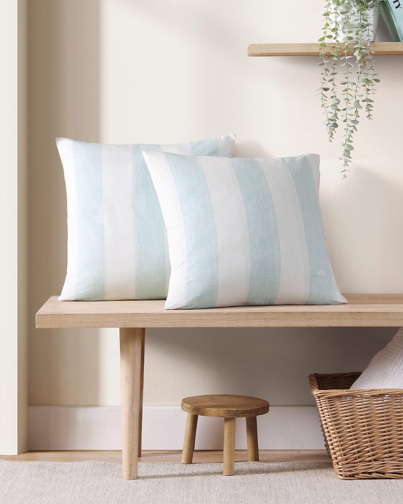 Awning Stripe Blue Decorative Pillow Blue | Tommy Bahama Everyday - Awning Stripe Blue Decorative Pillow