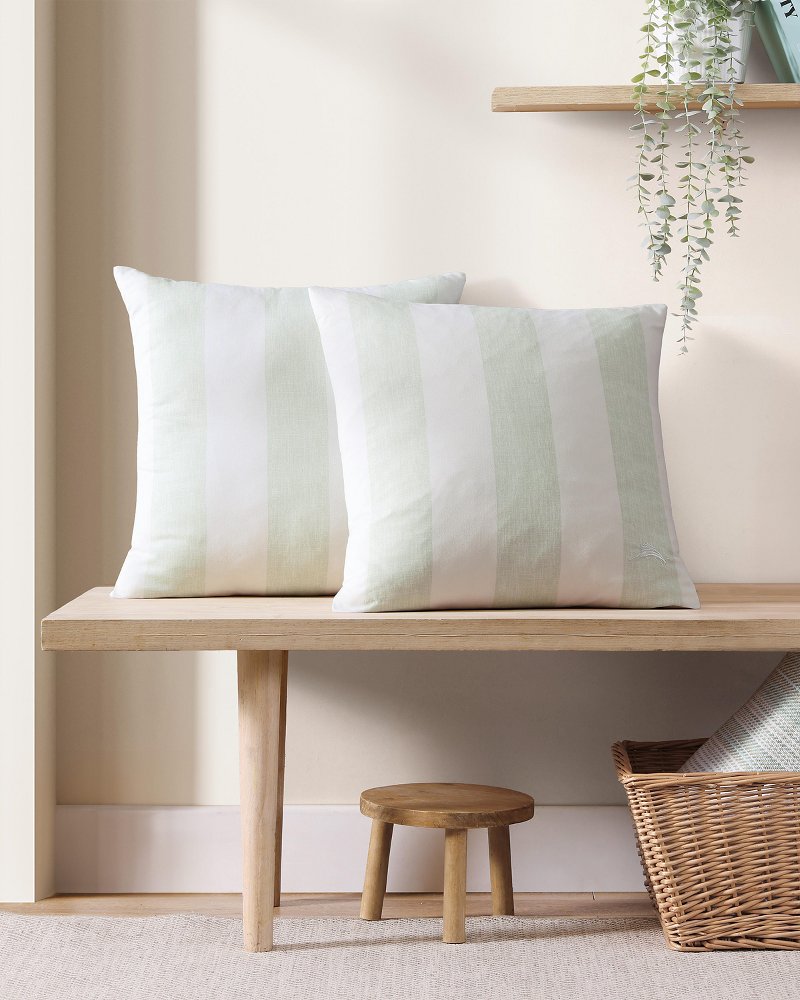 Awning Stripe Green Decorative Pillow Green | Tommy Bahama Exclusive - Awning Stripe Green Decorative Pillow