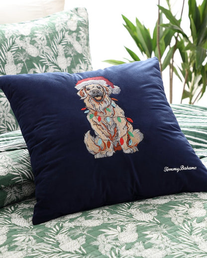 Holiday Retriever Velvet Decorative Pillow Navy | Tommy Bahama Special Offer - Holiday Retriever Velvet Decorative Pillow