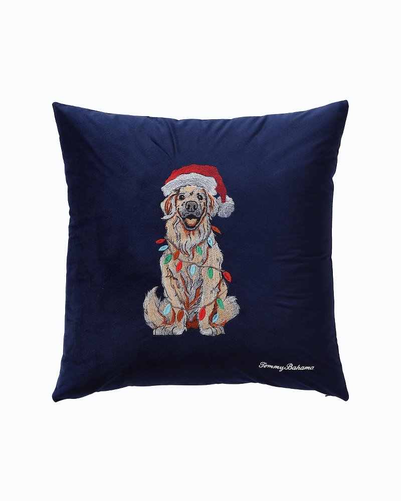 Holiday Retriever Velvet Decorative Pillow Navy | Tommy Bahama Special Offer - Holiday Retriever Velvet Decorative Pillow