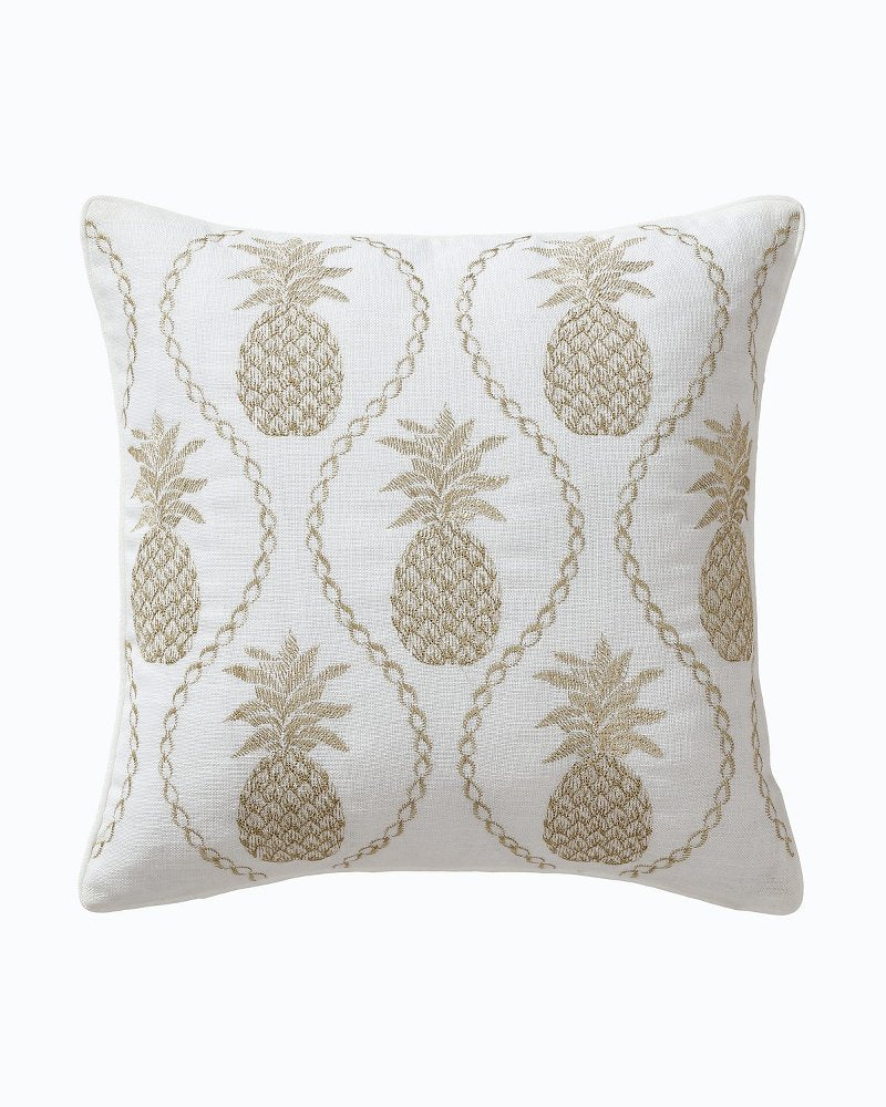 Golden Pineapples Embroidered Decorative Pillow Gold | Tommy Bahama Essential - Golden Pineapples Embroidered Decorative Pillow