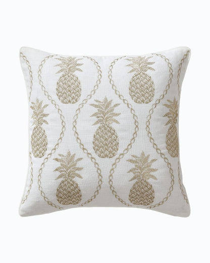 Golden Pineapples Embroidered Decorative Pillow Gold | Tommy Bahama Essential - Golden Pineapples Embroidered Decorative Pillow