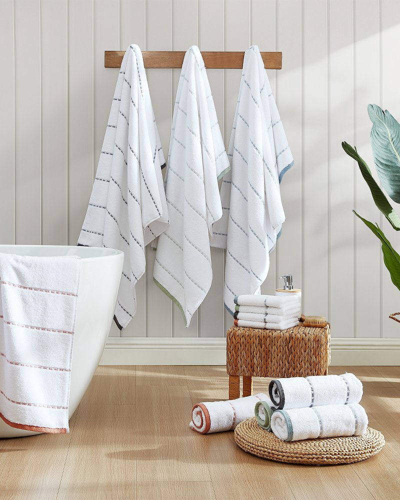 Ridley Blue 3-Piece Towel Set Steel Blue | Tommy Bahama Featured - Ridley Blue 3-Piece Towel Set