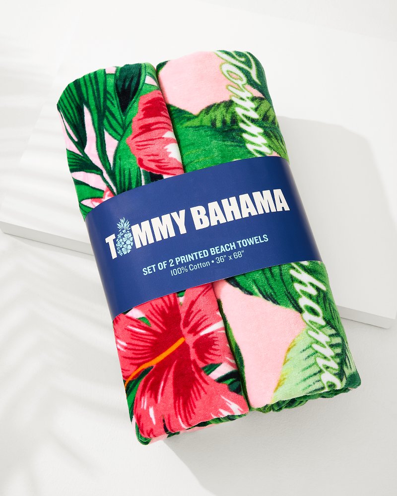 Pineapple Queen & Swaying Fronds Beach Towels — Set of 2 Multicolor | Tommy Bahama Trusted - Pineapple Queen & Swaying Fronds Beach Towels — Set of 2