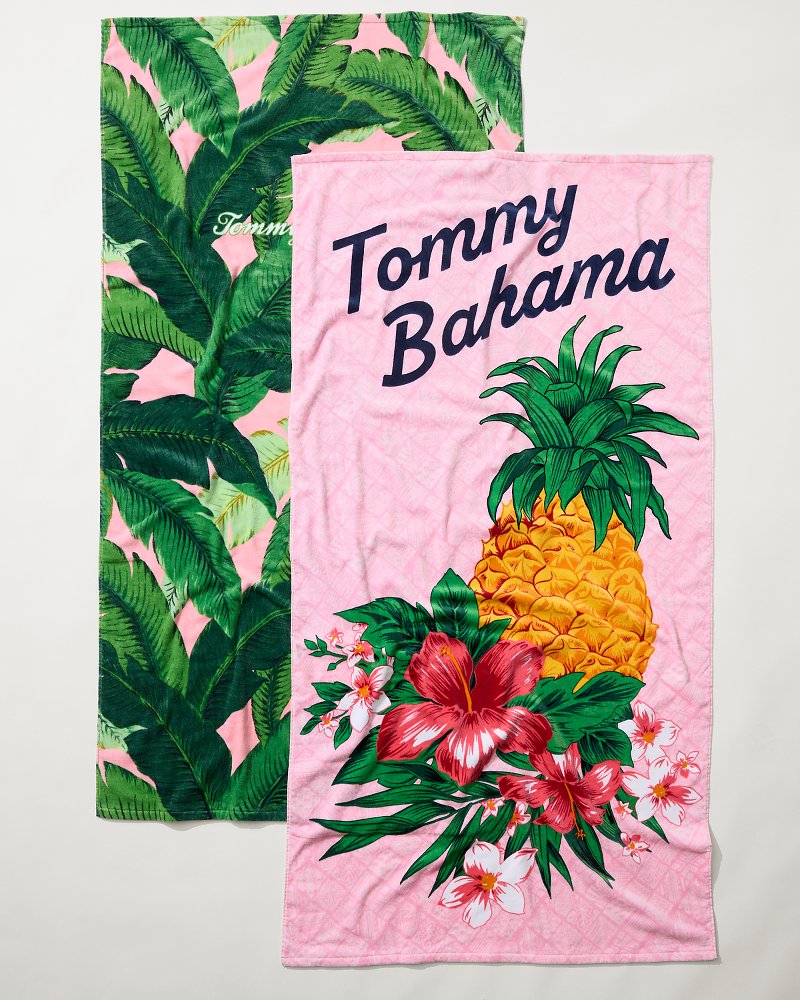 Pineapple Queen & Swaying Fronds Beach Towels — Set of 2 Multicolor | Tommy Bahama Trusted - Pineapple Queen & Swaying Fronds Beach Towels — Set of 2