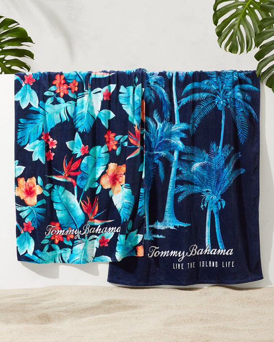 Palms Grove & Blue Muse Beach Towels — Set of 2 Multicolor | Tommy Bahama Trending - Palms Grove & Blue Muse Beach Towels — Set of 2