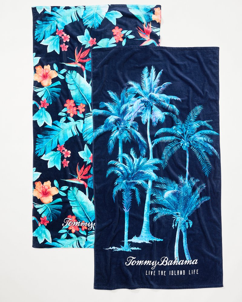 Palms Grove & Blue Muse Beach Towels — Set of 2 Multicolor | Tommy Bahama Trending - Palms Grove & Blue Muse Beach Towels — Set of 2
