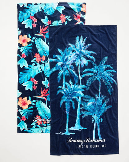 Palms Grove & Blue Muse Beach Towels — Set of 2 Multicolor | Tommy Bahama Trending - Palms Grove & Blue Muse Beach Towels — Set of 2