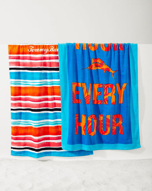 Cape Coral & Happy Hour Beach Towels — Set of 2 Multicolor | Tommy Bahama Premium - Cape Coral & Happy Hour Beach Towels — Set of 2