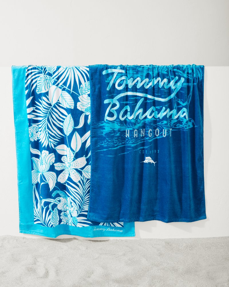 High Tide Hangout & Island Cays Blooms Beach Towels — Set of 2 Multicolor | Tommy Bahama Classic - High Tide Hangout & Island Cays Blooms Beach Towels — Set of 2