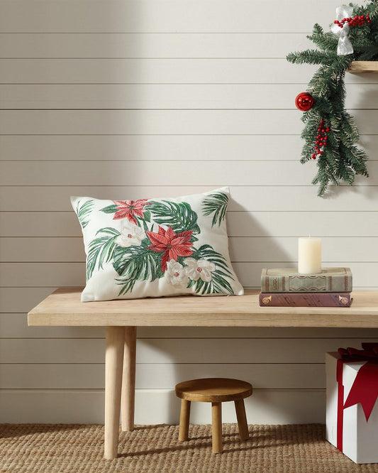 Festive Palms Velvet Embroidered Decorative Pillow Multicolor | Tommy Bahama Everyday - Festive Palms Velvet Embroidered Decorative Pillow