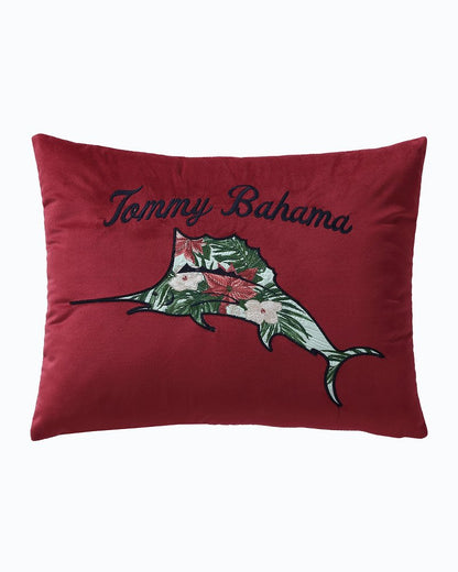 Holiday Marlin Velvet Embroidered Decorative Pillow Red | Tommy Bahama Smart Buy - Holiday Marlin Velvet Embroidered Decorative Pillow