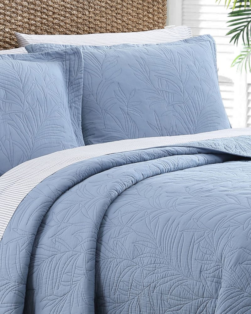 Solid Costa Sera King Quilt Blue | Tommy Bahama Customer Favorite - Solid Costa Sera King Quilt
