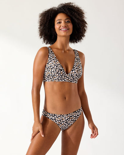 Palm Modern® Safari Cat V-Neck Bikini Top Black | Tommy Bahama Discount - Palm Modern® Safari Cat V-Neck Bikini Top