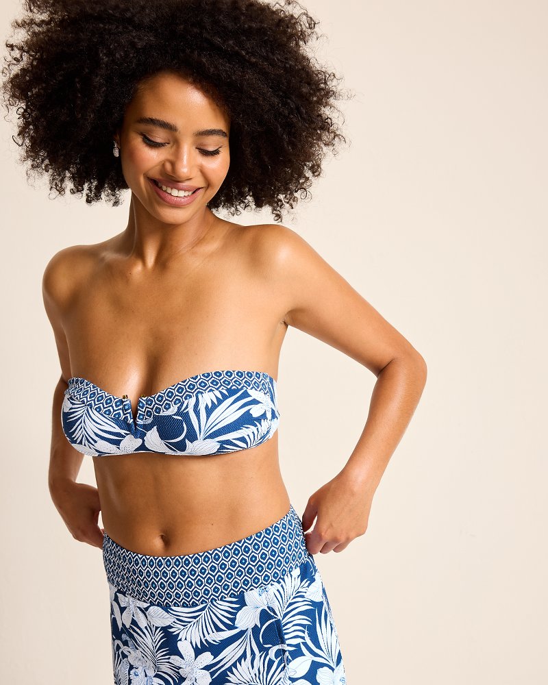 Island Cays Blooms Bandeau Bikini Top Indigo Tide | Tommy Bahama Smart Buy - Island Cays Blooms Bandeau Bikini Top