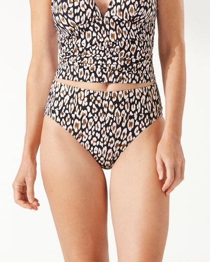 Palm Modern® Safari Cat High-Waist Bikini Bottoms Black | Tommy Bahama Best Seller - Palm Modern® Safari Cat High-Waist Bikini Bottoms