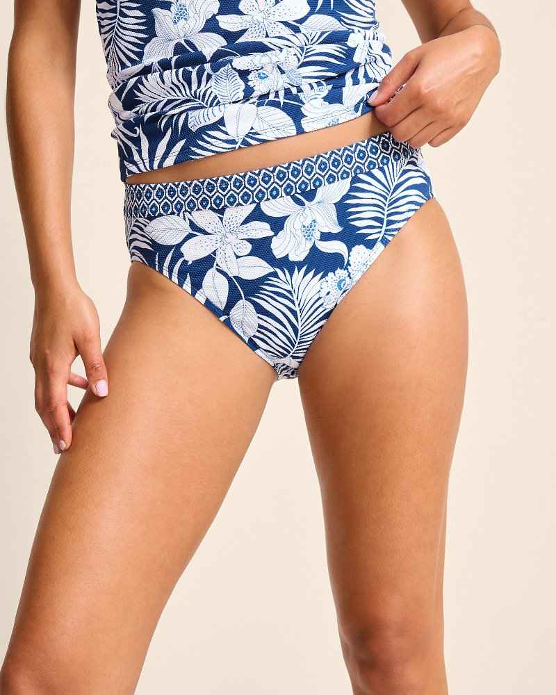 Island Cays Blooms High-Waist Bikini Bottoms Indigo Tide | Tommy Bahama Sale - Island Cays Blooms High-Waist Bikini Bottoms