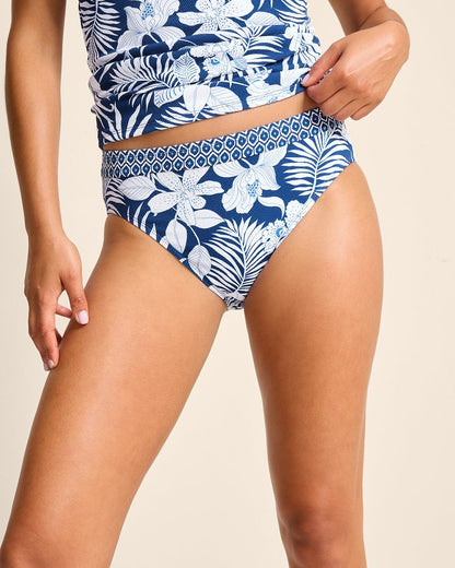 Island Cays Blooms High-Waist Bikini Bottoms Indigo Tide | Tommy Bahama Sale - Island Cays Blooms High-Waist Bikini Bottoms
