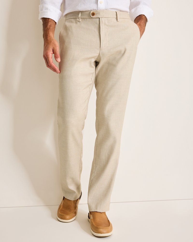 Latigo Beach Linen-Blend Flat-Front Pants Stone Khaki | Tommy Bahama Premium - Latigo Beach Linen-Blend Flat-Front Pants