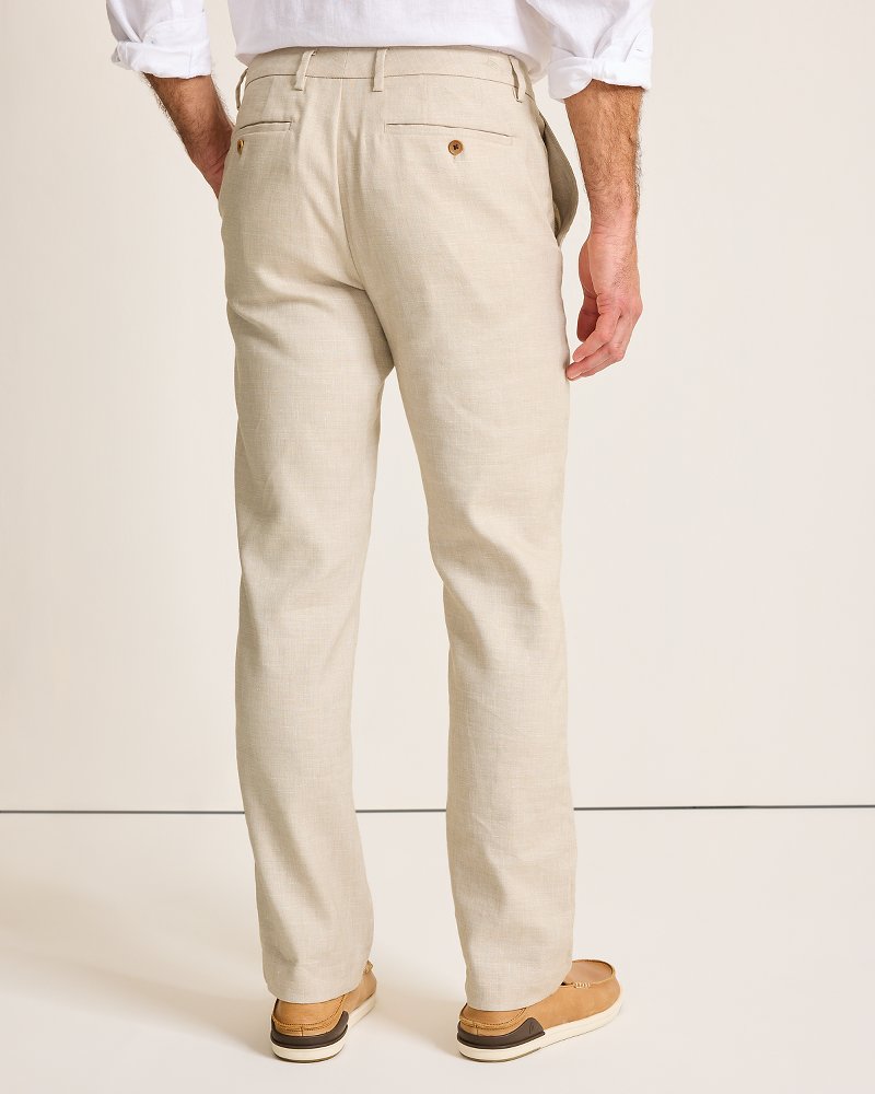 Latigo Beach Linen-Blend Flat-Front Pants Stone Khaki | Tommy Bahama Premium - Latigo Beach Linen-Blend Flat-Front Pants