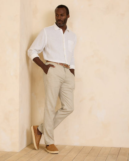 Latigo Beach Linen-Blend Flat-Front Pants Stone Khaki | Tommy Bahama Premium - Latigo Beach Linen-Blend Flat-Front Pants