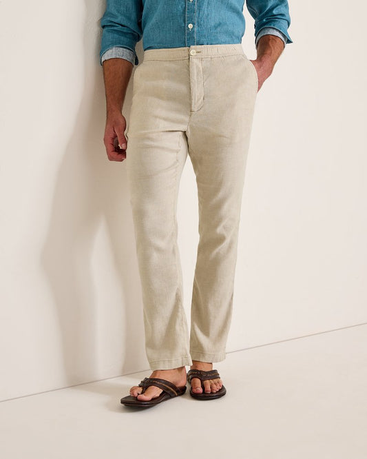 Beach Coast Linen-Blend Elastic-Waist Pants Stone Khaki | Tommy Bahama Recommended - Beach Coast Linen-Blend Elastic-Waist Pants