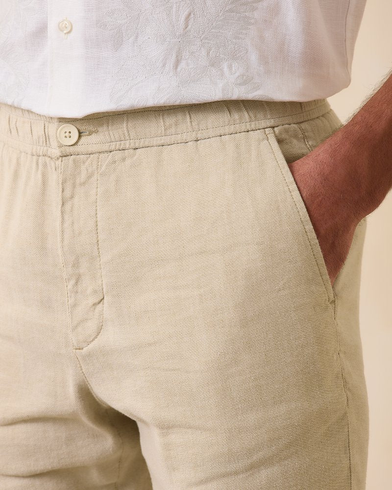 Beach Coast Linen-Blend Elastic-Waist Pants Stone Khaki | Tommy Bahama Recommended - Beach Coast Linen-Blend Elastic-Waist Pants
