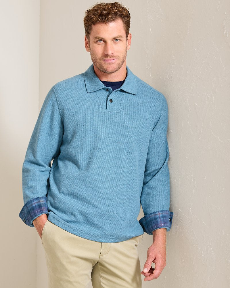 Las Arias Sweatshirt Polo Corfu Blue Heather | Tommy Bahama Best Price - Las Arias Sweatshirt Polo