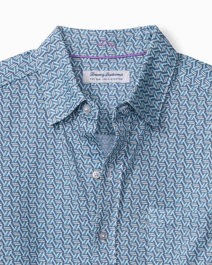 San Lucio Plaza Geo Knit Stretch Shirt Island Navy | Tommy Bahama Deals - San Lucio Plaza Geo Knit Stretch Shirt
