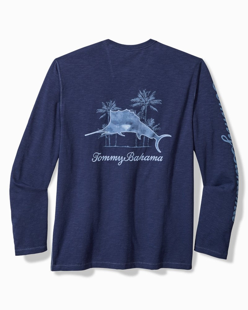 Azul Palms Long-Sleeve Lux T-Shirt Island Navy | Tommy Bahama Best Price - Azul Palms Long-Sleeve Lux T-Shirt