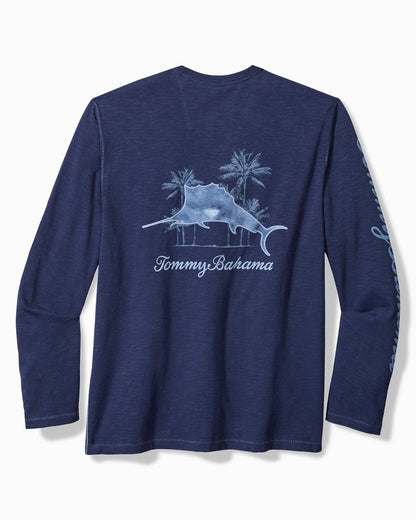 Azul Palms Long-Sleeve Lux T-Shirt Island Navy | Tommy Bahama Best Price - Azul Palms Long-Sleeve Lux T-Shirt