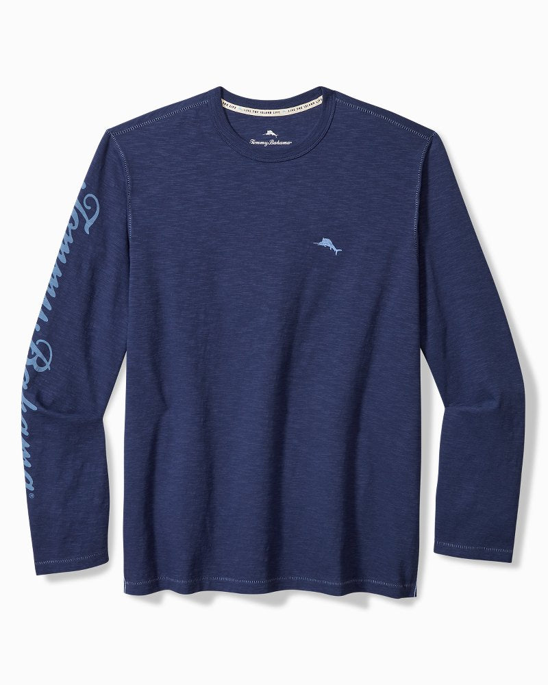 Azul Palms Long-Sleeve Lux T-Shirt Island Navy | Tommy Bahama Best Price - Azul Palms Long-Sleeve Lux T-Shirt