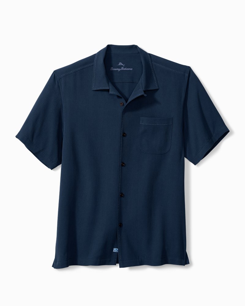 Hawaiian Herringbone Camp Shirt Navy | Tommy Bahama Signature - Hawaiian Herringbone Camp Shirt