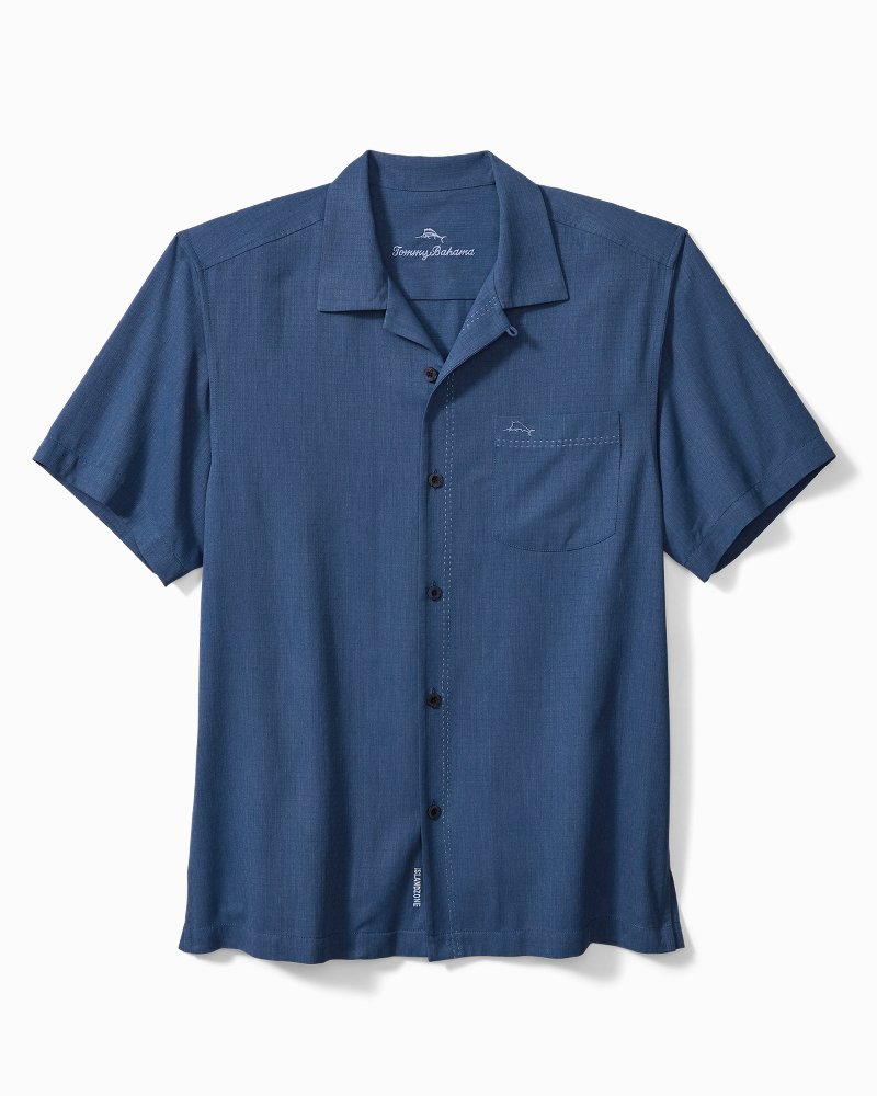 Coastal Breeze Check IslandZone® Camp Shirt Dockside Blue | Tommy Bahama Discount - Coastal Breeze Check IslandZone® Camp Shirt