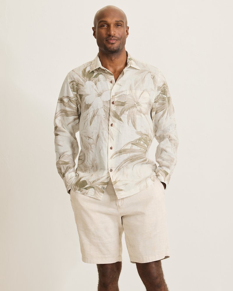 Flora Oasis Long-Sleeve Linen Shirt Pure Khaki | Tommy Bahama Classic - Flora Oasis Long-Sleeve Linen Shirt
