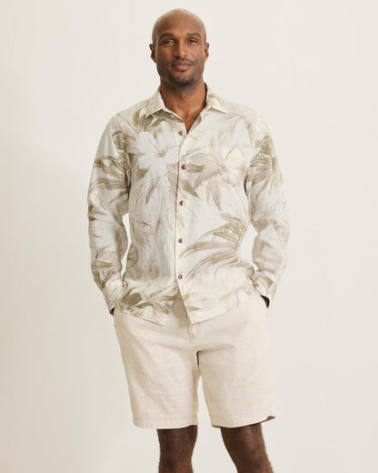 Flora Oasis Long-Sleeve Linen Shirt Pure Khaki | Tommy Bahama Classic - Flora Oasis Long-Sleeve Linen Shirt