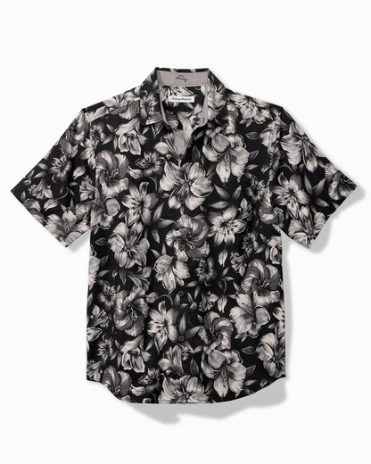 Hibiscus Hideaway Silk Camp Shirt Black | Tommy Bahama Premium - Hibiscus Hideaway Silk Camp Shirt