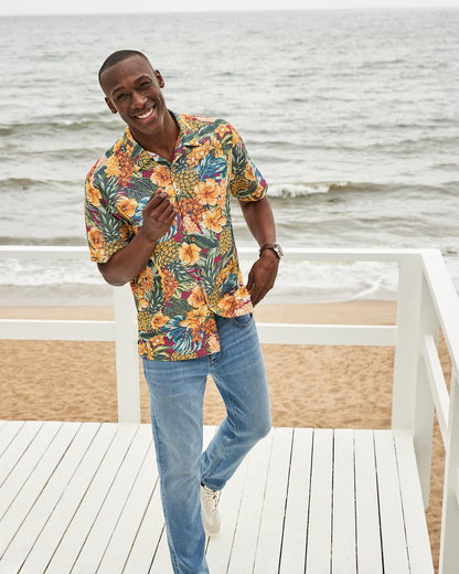 Coconut Point Sunset Canopy IslandZone® Camp Shirt Dark Sangria | Tommy Bahama Value - Coconut Point Sunset Canopy IslandZone® Camp Shirt