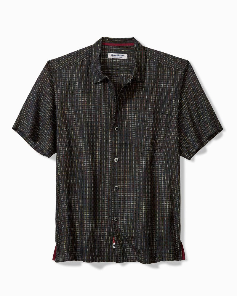 Coconut Point Prismatic Check IslandZone® Camp Shirt Black | Tommy Bahama Essential - Coconut Point Prismatic Check IslandZone® Camp Shirt